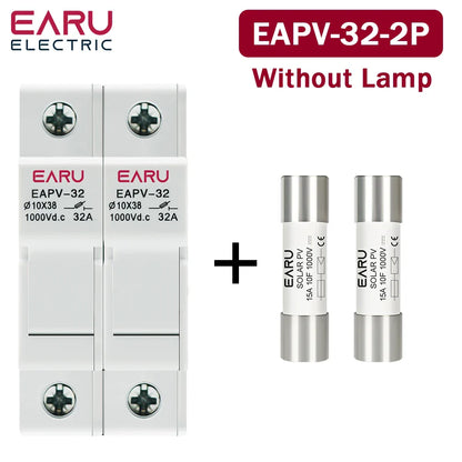 One Set 1P 2P DC Fuses Holder Solar 10*38mm PV 1000V 6A 15A 32A Base for Solar Photovoltaic System Short Circuit Protector gpV