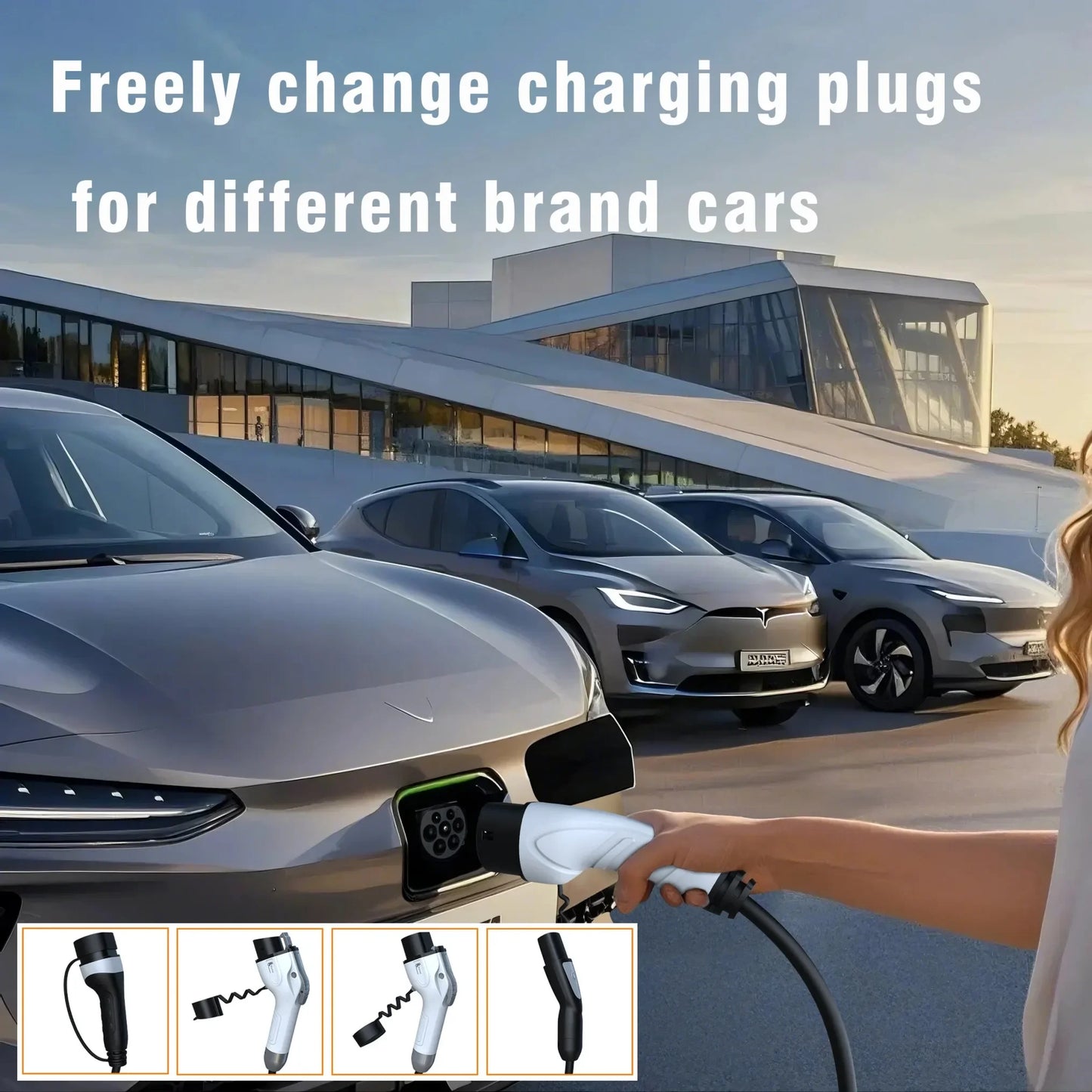 feyree 7kW 32A Portable EV Charger Adjustable Current Replaceable Charging Plug Multifunction for Global Electric EV Car Charger