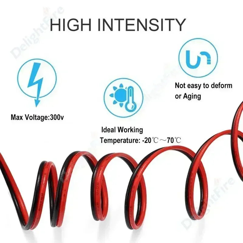 2Pin LED Extension Cable 28 26 24 22 20 18 16 AWG Red Black Tinned Copper 12V Wire by 54Grid - Renewable Energy Store