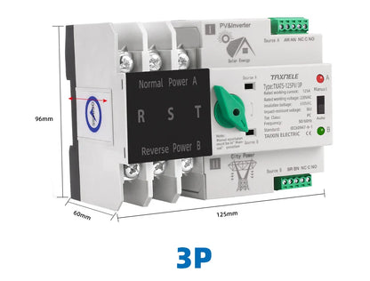 Dual Power Automatic Transfer Selector Switches Uninterrupted 63/ 100/ 125A photovoltaics solar by 54Grid - Renewable Energy Store
