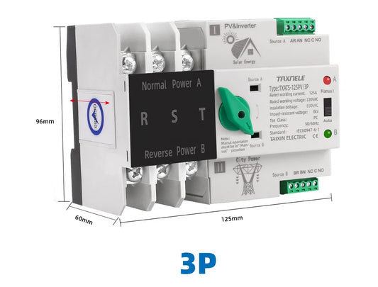 Dual Power Automatic Transfer Selector Switches Uninterrupted 63/ 100/ 125A photovoltaics solar by 54Grid - Renewable Energy Store