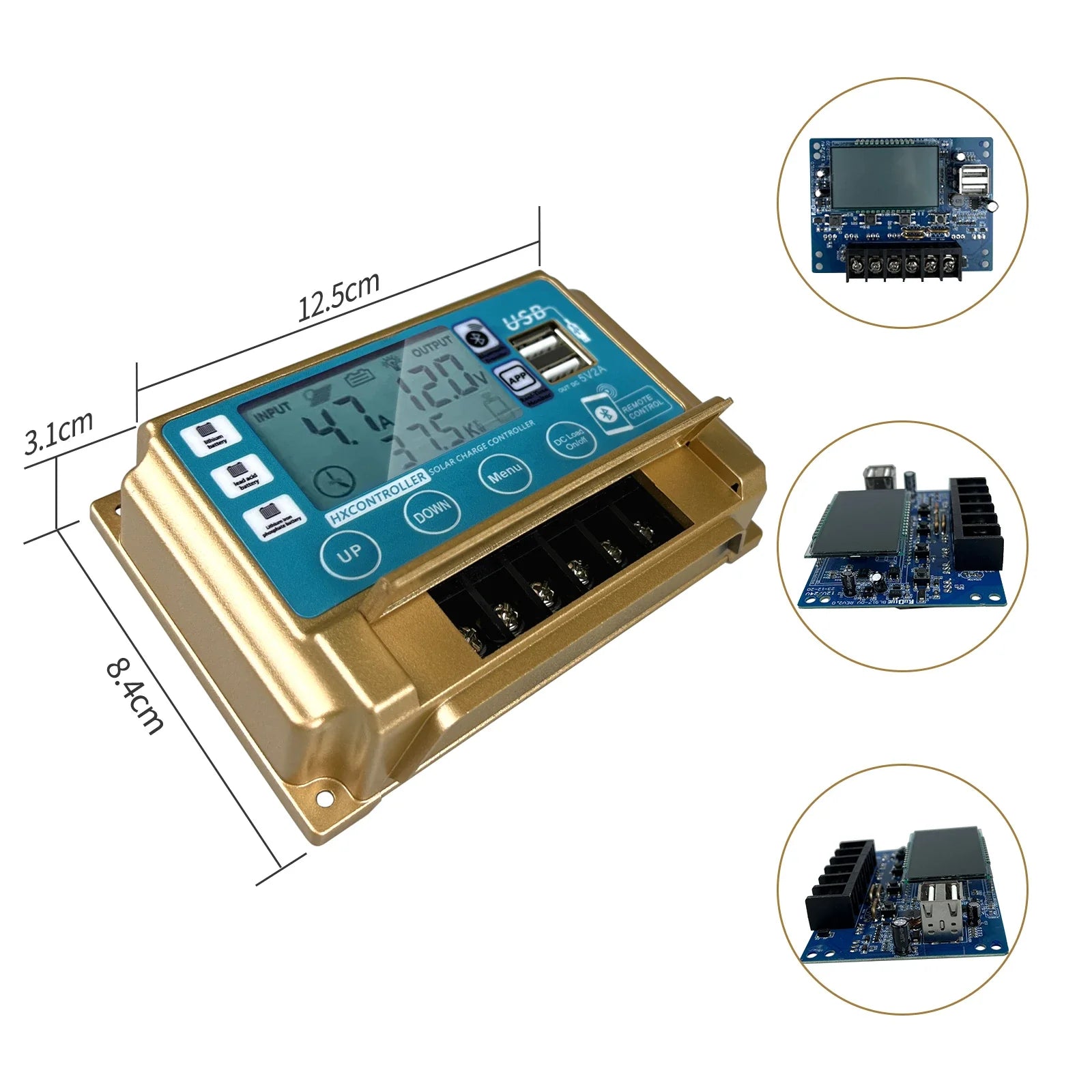 12V/24V 30A/40A/50A/60A Solar Panel Controller Bluetooth LCD Display by 54Grid - Renewable Energy Store