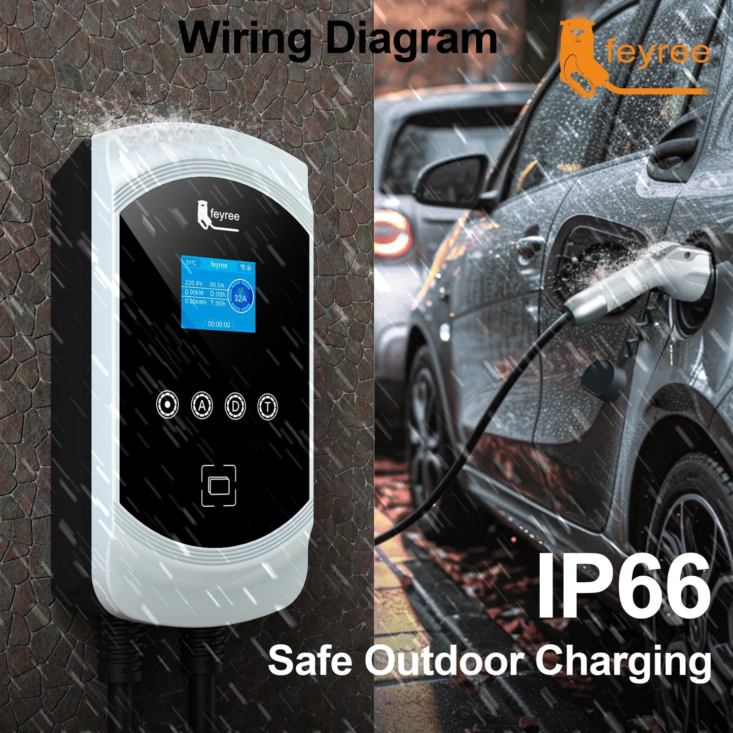 feyree EV Charger GB/T Socket Dynamic Loading Balance Charging Station 7kW 11kW 22kW APP Control for Electric Car EVSE Wallbox