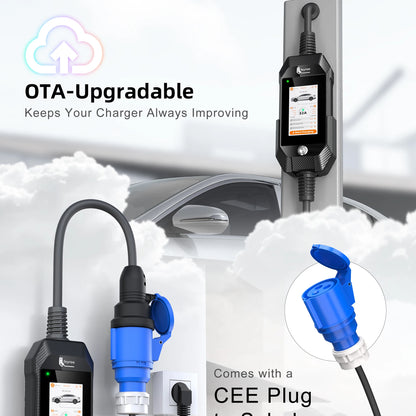 feyree 4.3'' TouchScreen Type1 Charging Plug Portable 7kW EV Charger Dual Temp Portection with Smart APP OTA Upgrade AC Charger