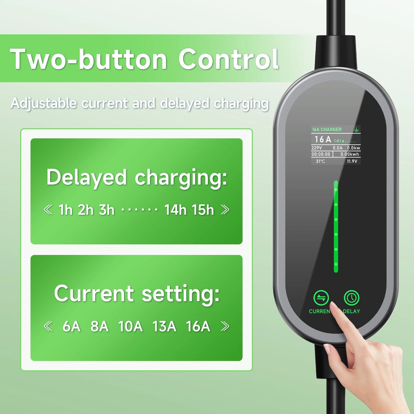 AFYEEV 3600W Portable Type2 IEC62196-2 EV Charger Type1 SAE J1772 Electric Car Charger GBT EVSE Charging Cable Wallbox EU Plug