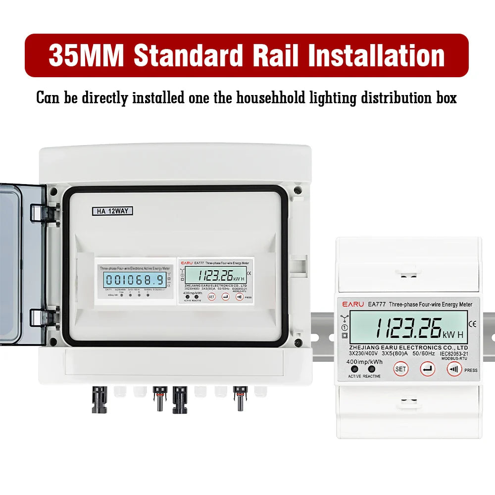 Three Phase LCD Energy Meter Backlight Bidirectional Electricity Meter kWh RS485 Remote Communication for Meter Reading AC 380V