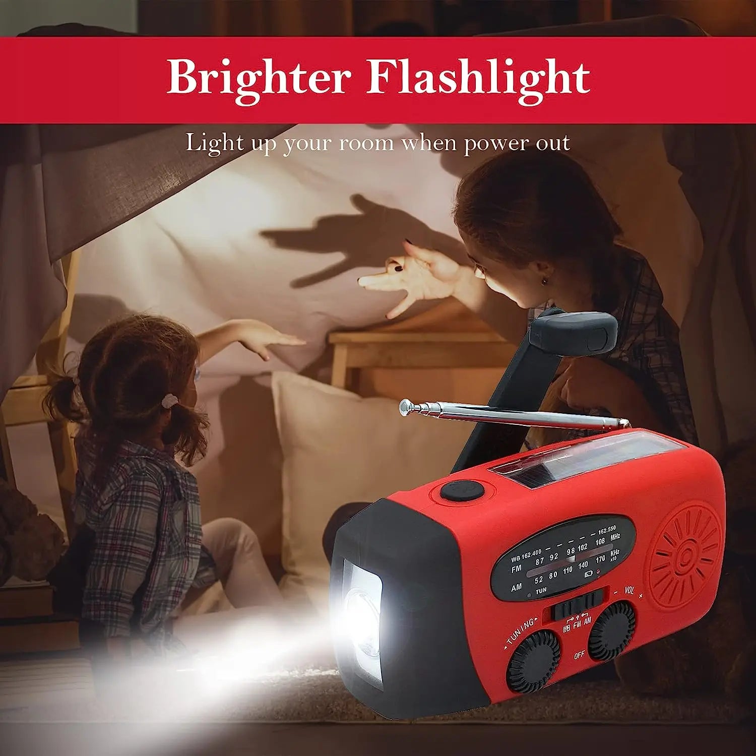 Solar Hand Crank Powered Camping Light With Radio Outdoor 2000mAh USB Charging - 54Grid - Renewable Energy Store