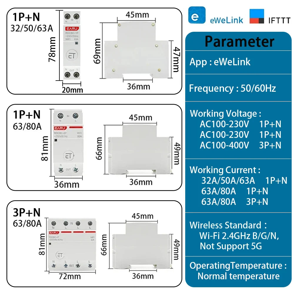 WIFI Circuit Breaker Smart Time Timer Breaker Relay Switch Voice Remote Control by Tuya eWeLink APP Smart House Alexa Google Hom by 54Grid - Renewable Energy Store