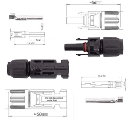 1 Pair DC Solar Connectors With Spanner PV Plug Cable Connectors by 54Grid - Renewable Energy Store