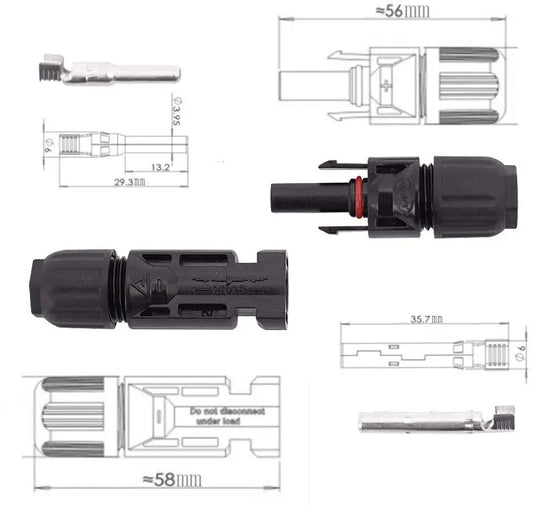 1 Pair DC Solar Connectors With Spanner PV Plug Cable Connectors by 54Grid - Renewable Energy Store