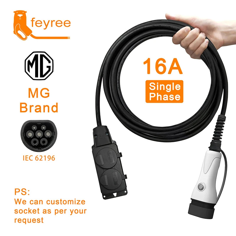 feyree V2L Cable Electric Car Side Discharge Plug EV Charger Type2 16A with EU Socket Outdoor Power Station( Upgraded Version)