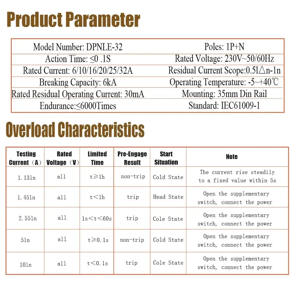 18MM RCBO Type AC Residual Automatic Circuit Breaker 6KA 1P+N 2P 16A 20A 230V With Over Current Leakage Protection 30mA EKL9-40 by 54Grid - Renewable Energy Store