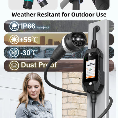 feyree 4.3 Inch Touch Screen Portable 7kW EV Charger Type2 Charging Plug with Smart Wifi APP AC Home Charger Professional Design
