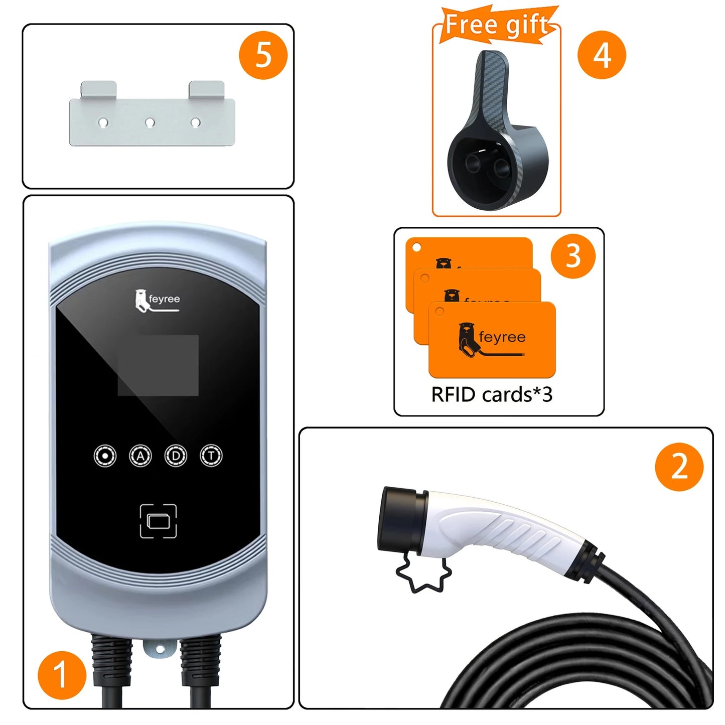 feyree EV Charger 32A 7.6KW Electric Vehicle Car Charger EVSE Wallbox 11KW 22KW 3Phase Type2 Cable IEC62196-2 Socket APP Control