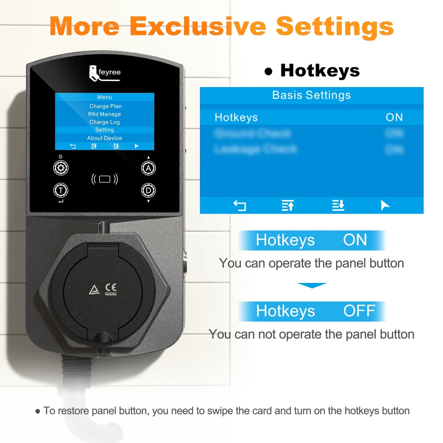 feyree Type2 EV Charger Socket Version 22KW Smart Electric Car Charger for TS-NACS Type1 GB/T Plug EVSE Wallbox WIFI APP Control