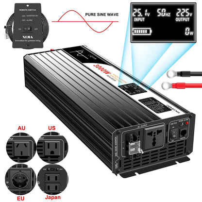 1500W 2000W 2500W 3000W pure sine wave solar power inverter 12V/24V/48V DC to 110V 220V AC LCD screen - 54Grid - Renewable Energy Store