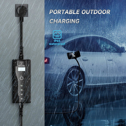 Portable Electric Vehicle Charger Type 1 Sae J1772 16A 32A Charging Cable Type 2 IEC62196-2 11KW EU Plug Controller Wall Box