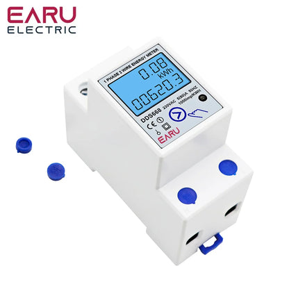AC 230V 110V 50/60Hz Digital Single Phase Reset Zero Energy Meter kWh Voltage Current Power Consumption Meter Wattmeter Din Rail