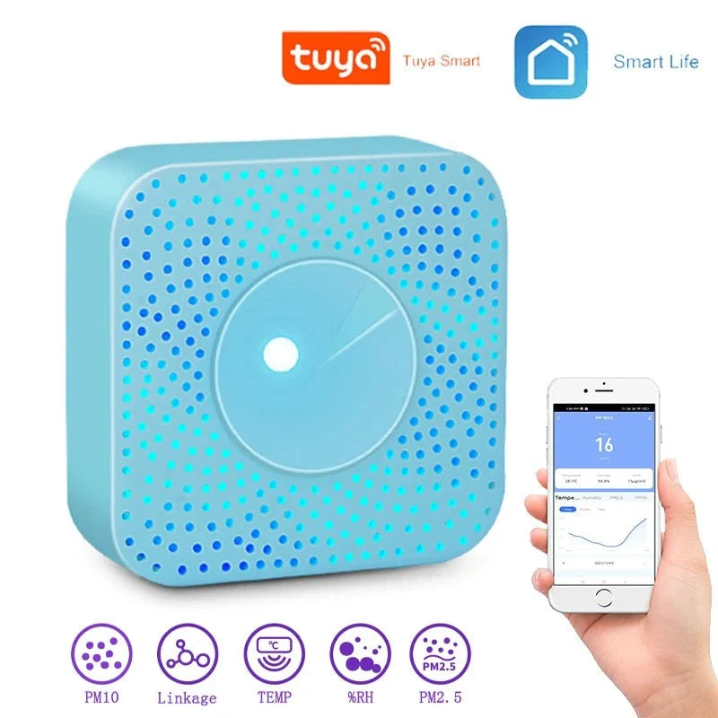 Wifi Smart Air Box Sensor PM2.5 PM10 Temperature Humidity Gas Detector Meter Tuya Smart Life App Control Home Automation Alarm by 54Grid - Renewable Energy Store