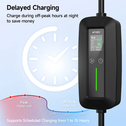 AFYEEV 16A Portable Type2 IEC62196-2 EV Charger 3600W Type1 SAE J1772 Electric Car Charger GB/T EVSE Charging Cable Wallbox