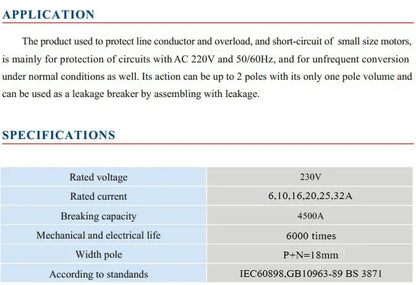 DPN 1P+N AC 230V Mini Circuit Breaker MCB 6A 10A 16A 20A 25A 32A Din Rail Mounting Cutout Miniature Household Air Switch OEM DIY