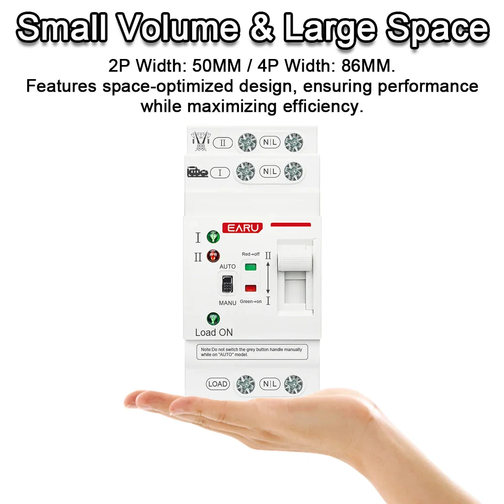 2P 4P 80A AC 230V 110V ATS Mini Automatic Transfer Switch Dual Power Electrical Selector Switches Uninterrupted Power Din Rail