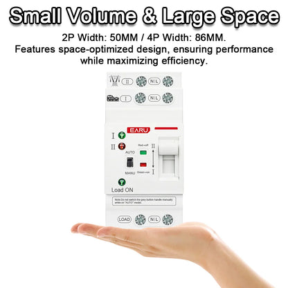 2P 4P 80A AC 230V 110V ATS Mini Automatic Transfer Switch Dual Power Electrical Selector Switches Uninterrupted Power Din Rail