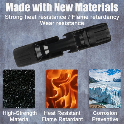 5 Pairs Connectors DC 1000V 30A Panel Branch PV Photovoltaic Wire/Board Terminal Box Inverter IP67 Waterproof and Spanner