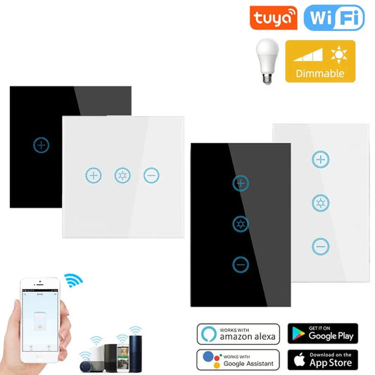EU US WiFi Smart Glass Panel Wall Touch Switch Dimmer Switch by Smart Life Tuya APP Remote Control for Amazon Alexa Google Home by 54Grid - Renewable Energy Store