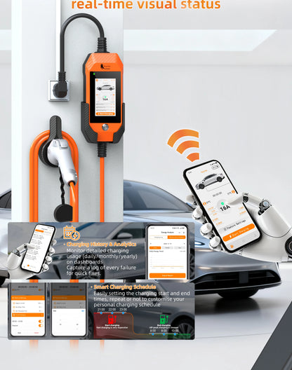 feyree GB/T EV charger 16A 3.5kW 1Phase 4.3'' Touchscreen & Smart APP OTA Version Current Adjustable for Electric Car Charger