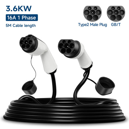 AFYEEV 22KW EV Charging Cable GB/T Female Car side to type2 IEC 62196 Male Plug EVSE Charging Station Type2 to GB/T 16A 3 Phase