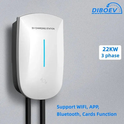 DIBO EV Charger Type2 Plug EVSE Wallbox 32A 22KW IEC62196-2 Socket 3Phase 5m Cable Wallmount Charging Station for Electric Car - 54Grid - Renewable Energy Store