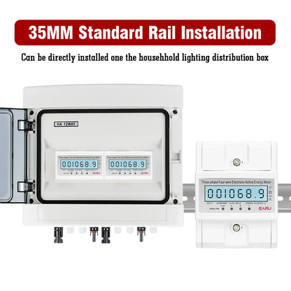 Three Phase LCD Energy Meter Backlight Bidirectional Electricity Meter kWh RS485 Remote Communication for Meter Reading AC 380V