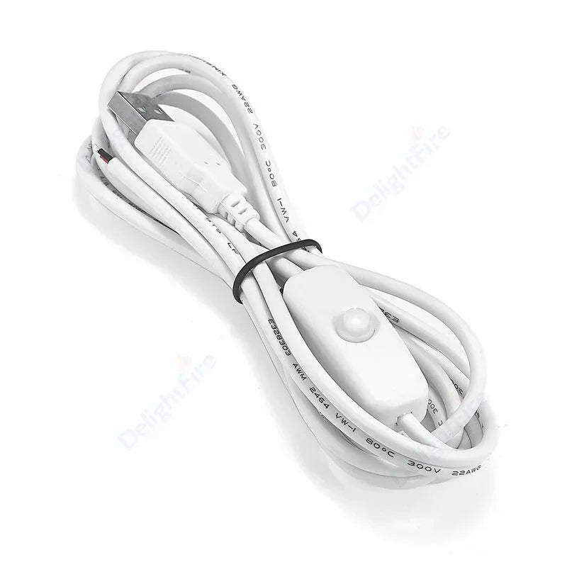 100/150/200cm USB Pigtail Cable With Switch 12V 3A Power Extension For LED Strip Light And USB Gadgets by 54Grid - Renewable Energy Store