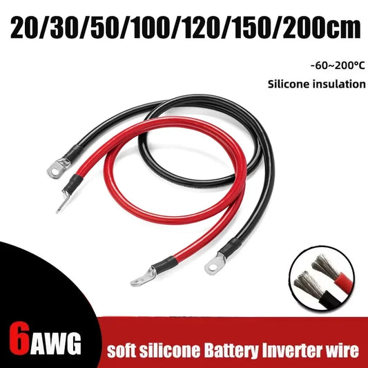 6AWG 16mm2 Inverter Silicone Wire Red Black with M6 M8 M10 Lugs by 54Grid - Renewable Energy Store