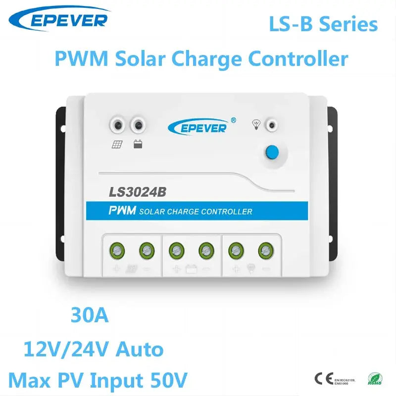 EPEVER 30A PWM Solar Charge Controller 12V 24V Auto LS3024B With RS485 Interface Solar Panel Regulator Accessory Optional - 54Grid - Renewable Energy Store
