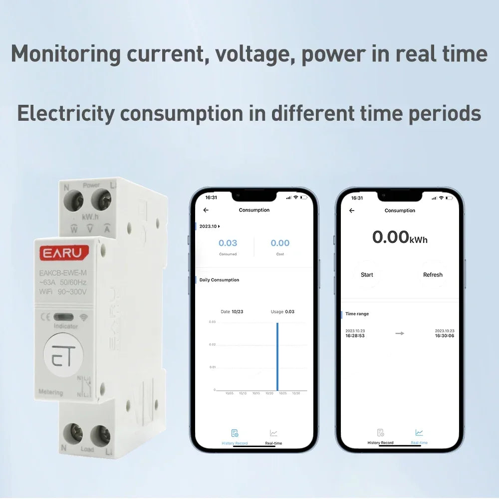 eWeLink WiFi Smart Circuit Breaker MCB 1P 63A Timer Power Energy kWh Voltage Current Meter Protector Voice Remote Control Switch by 54Grid - Renewable Energy Store