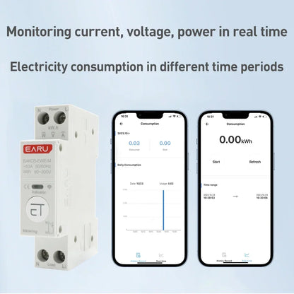eWeLink WiFi Smart Circuit Breaker MCB 1P 63A Timer Power Energy kWh Voltage Current Meter Protector Voice Remote Control Switch by 54Grid - Renewable Energy Store