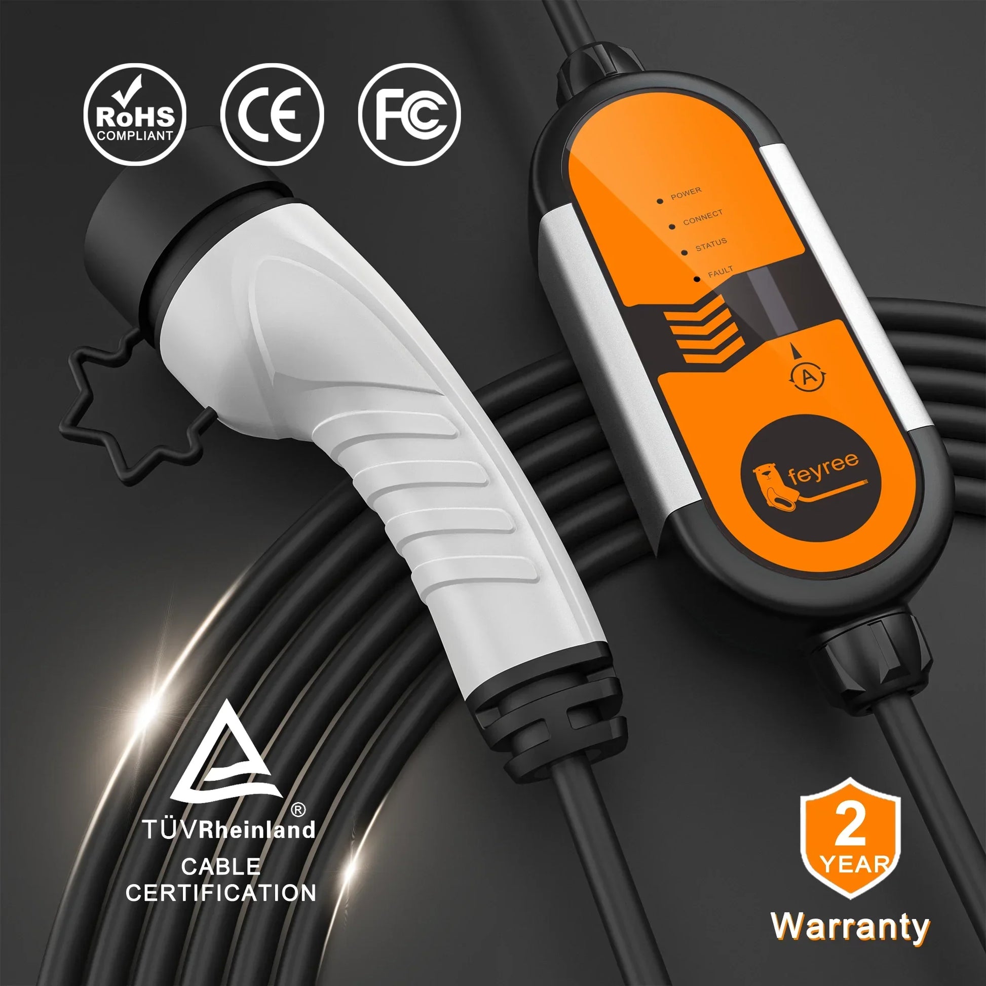 feyree Type2 3.5KW 16A 1Phase Portable EV Charger EVSE Charging Cable 5m Schuko Plug Current Adjustable for Electric Car Charger by 54Grid - Renewable Energy Store