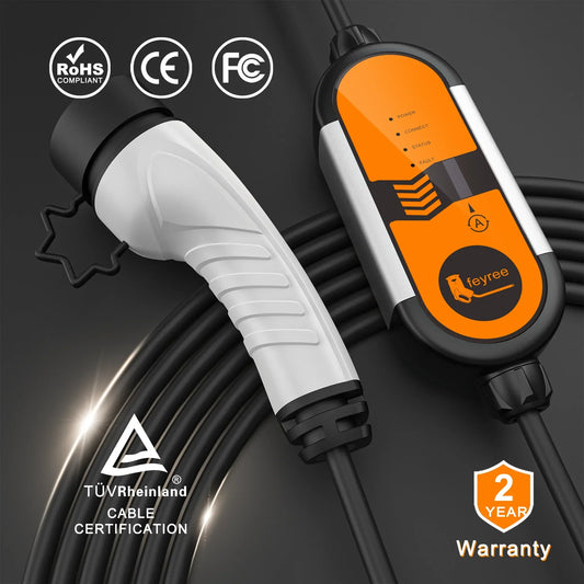 feyree Type2 3.5KW 16A 1Phase Portable EV Charger EVSE Charging Cable 5m Schuko Plug Current Adjustable for Electric Car Charger by 54Grid - Renewable Energy Store