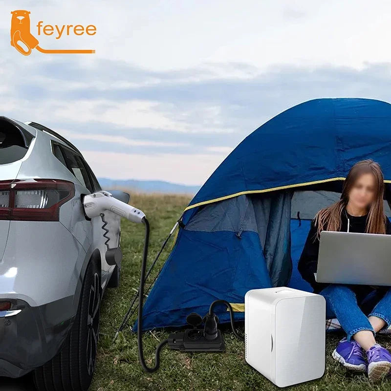 feyree V2L Cable Discharge Plug EV Charger GBT Cord 16A Charging Cable 5m with EU Adapter Outdoor Power Station Electric Car