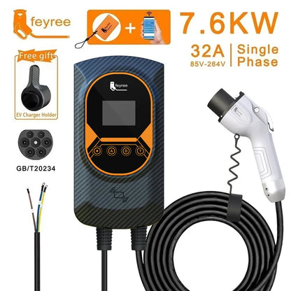 feyree GB/T Socket 32A 7.6KW 1 Phase 22KW 11KW 3Phase Smart APP WIFI Control