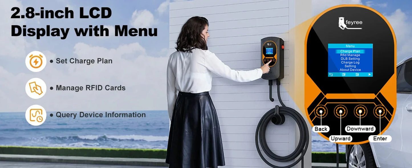 feyree DLB EV Charger Wallbox Type 2 Home Charger Smart Energy Management Balance Charging Plan APP Control EVSE Charger Station