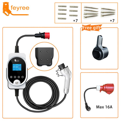feyree 22KW 32A 3Phase GB/T Portable EV Charger Fast Charger Charging Station Smart Wi-Fi APP Control for Electric Car Charger