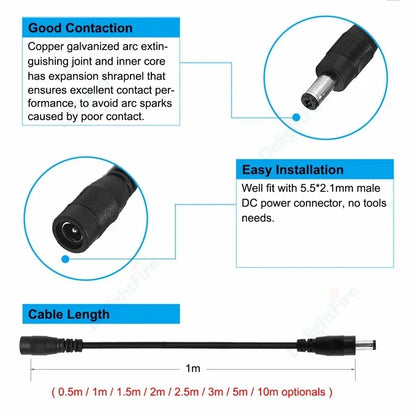 5.5mm 2.1mm DC Extension Cord 22AWG 3A for CCTV LED Lights by 54Grid - Renewable Energy Store