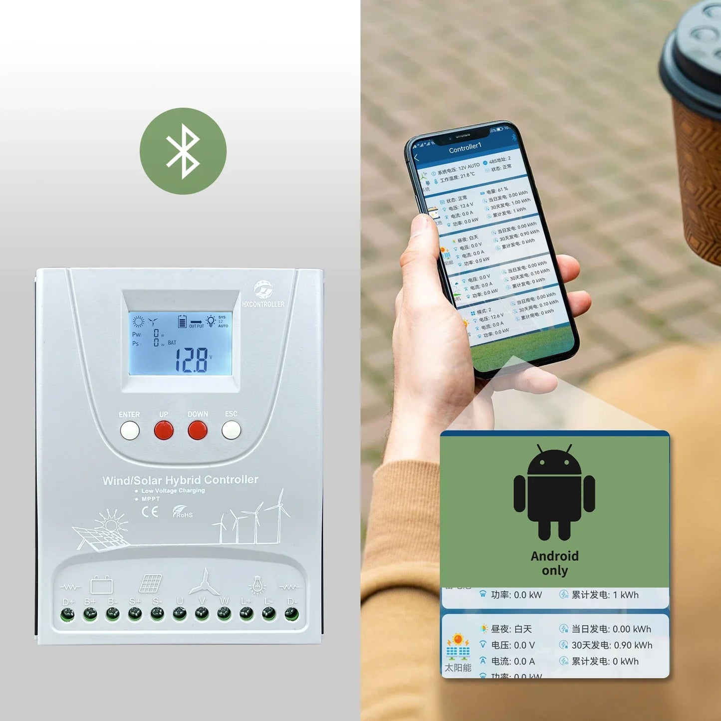 2000W 12V 24V 48V MPPT Hybrid Solar Controller With WIFI LCD Display by 54Grid - Renewable Energy Store