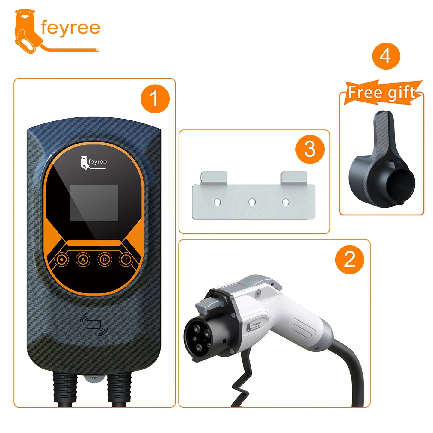 feyree EVSE Wallbox EV Charger Type1 50A 12KW Fast Charging 32A 7.6KW 40A 9.6KW Single Phase Charging Station for Electric Car