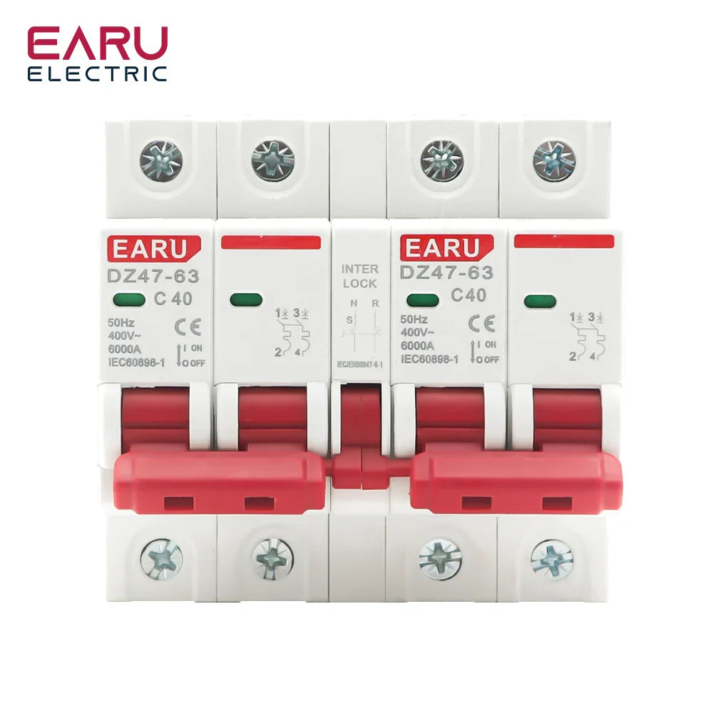 1P+1P 2P+2P 3P+3P 4P+4P MTS AC Dual Power Manual Transfer Interlock Circuit Breaker Din Rail Isolating Discounnecting Switch MCB