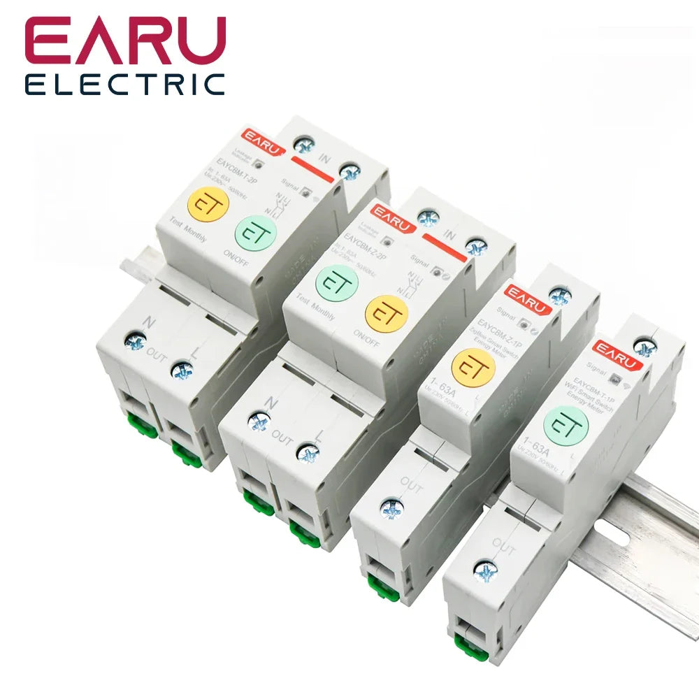 1P 2P TUYA APP Zigbee WIFI Smart Energy Power Consumption kWh Meter Circuit Breaker Time Relay Switch Leakage Voltage Protection by 54Grid - Renewable Energy Store