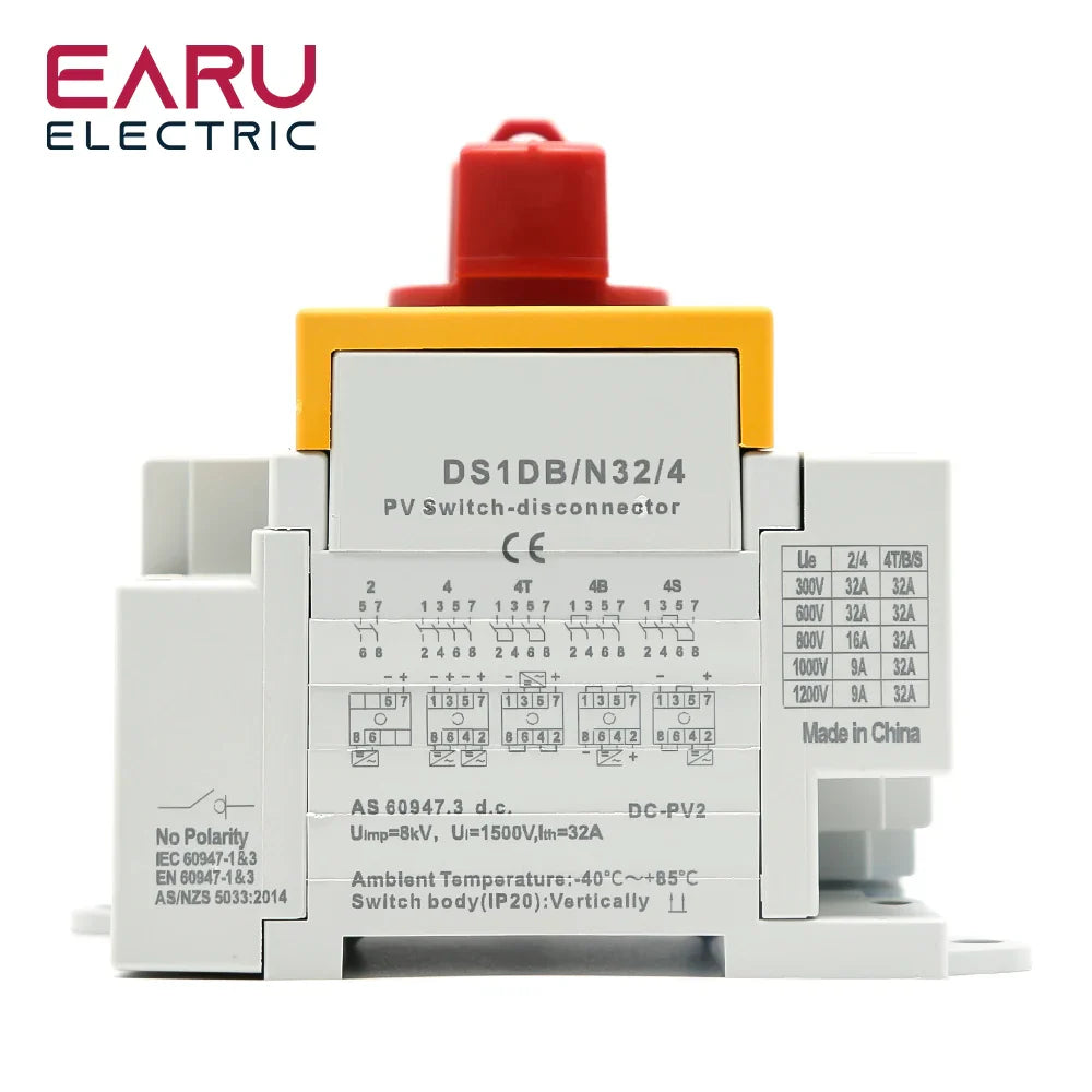 Din Rail 4P PV DC 1000V 32A Solar Rotating Handle Isolator Rotary Switch Disconnector For Solar by 54Grid - Renewable Energy Store